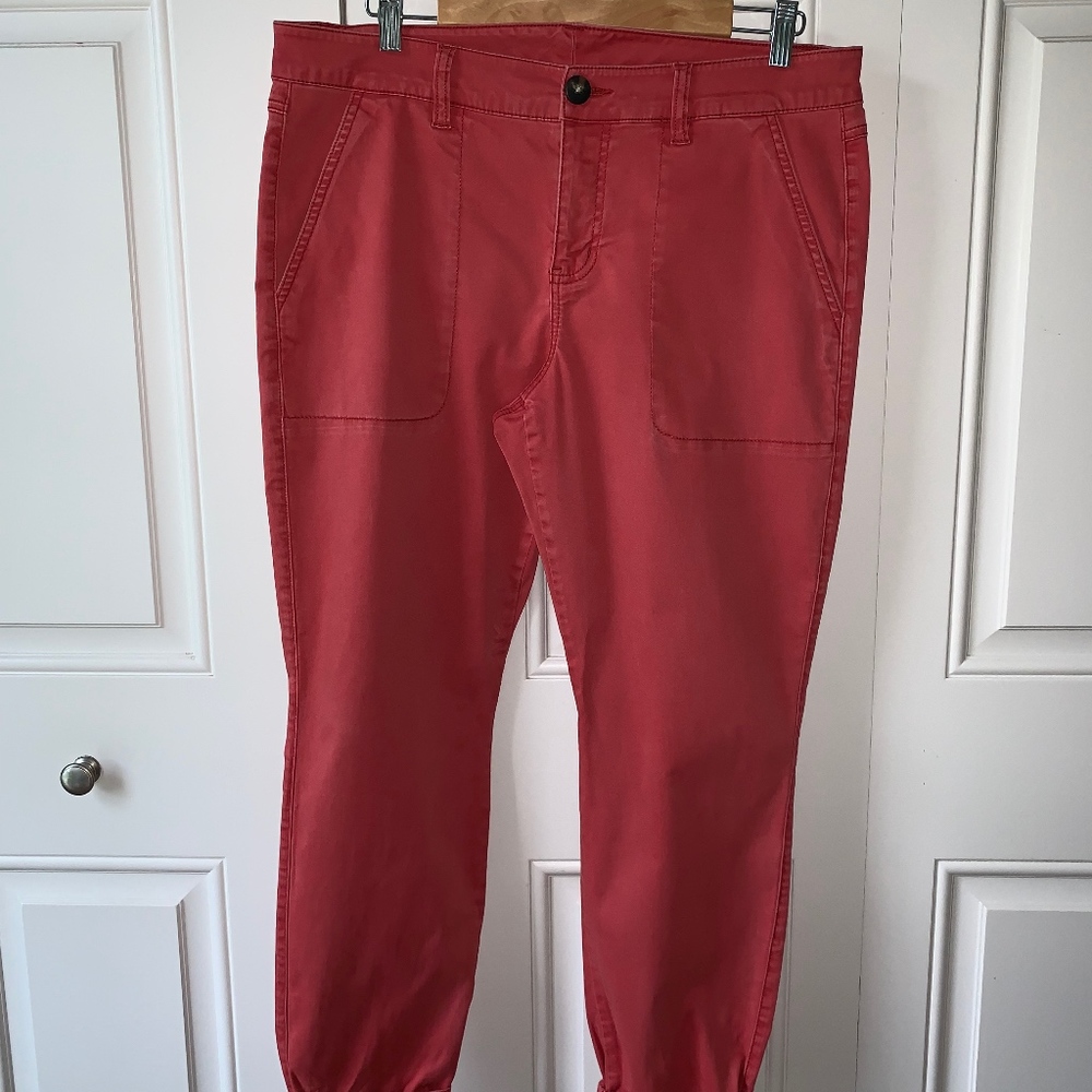 CAbi Coral-Red Utility Pants
